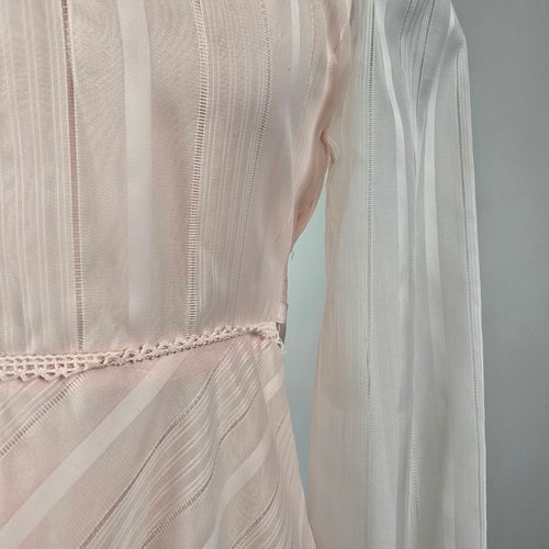 Vintage 1970s House of Nu-Mode Blush Pink Prairie Maxi Dress Size S