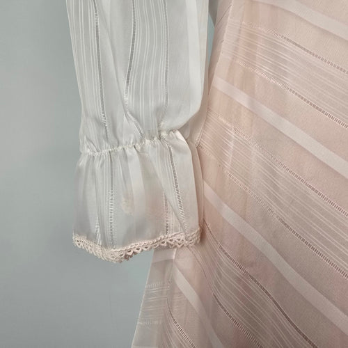 Vintage 1970s House of Nu-Mode Blush Pink Prairie Maxi Dress Size S