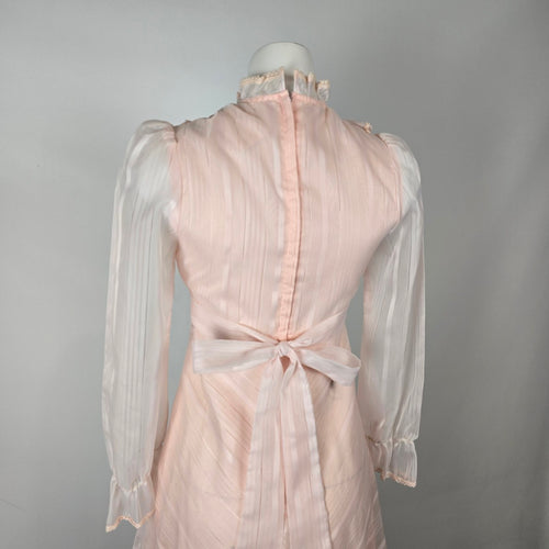 Vintage 1970s House of Nu-Mode Blush Pink Prairie Maxi Dress Size S