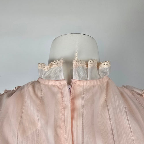 Vintage 1970s House of Nu-Mode Blush Pink Prairie Maxi Dress Size S