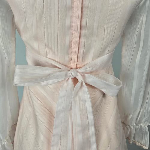 Vintage 1970s House of Nu-Mode Blush Pink Prairie Maxi Dress Size S