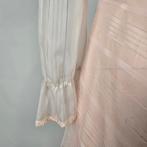 Vintage 1970s House of Nu-Mode Blush Pink Prairie Maxi Dress Size S