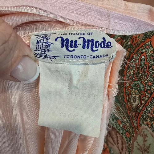 Vintage 1970s House of Nu-Mode Blush Pink Prairie Maxi Dress Size S