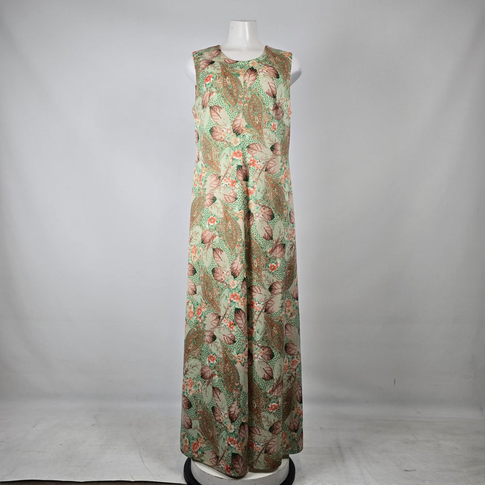 Vintage 1970s Union Made Floral Paisley Maxi Dress Size M/L