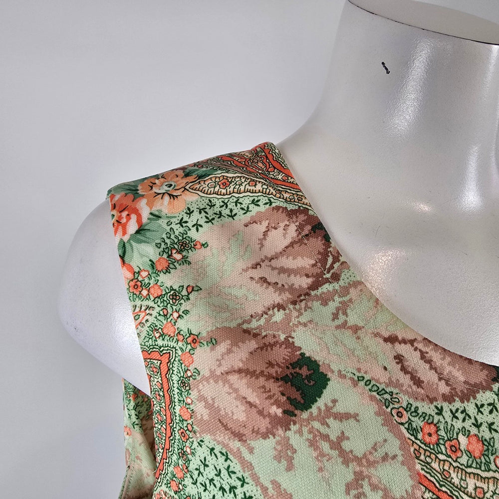 Vintage 1970s Union Made Floral Paisley Maxi Dress Size M/L