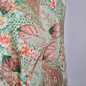 Vintage 1970s Union Made Floral Paisley Maxi Dress Size M/L