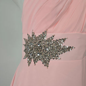 Pink One Shoulder Beaded Formal Gown Size 13