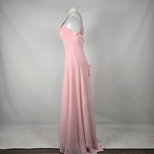 Pink One Shoulder Beaded Formal Gown Size 13