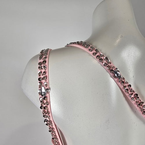 Pink One Shoulder Beaded Formal Gown Size 13