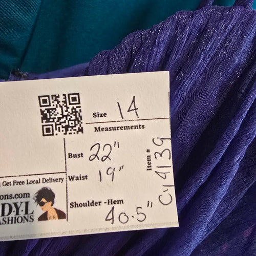 Jessica Purple Ruched Chiffon Cocktail Dress Size 14