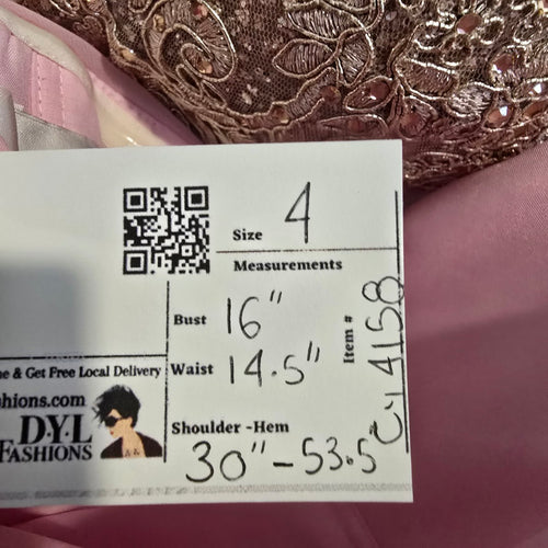 Azazie Pink Strapless High Low Chiffon Dress Size S/M