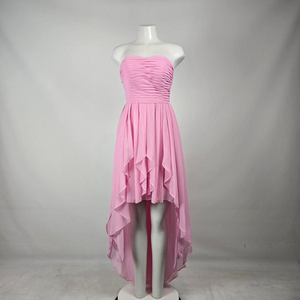 Azazie Pink Strapless High Low Chiffon Dress Size S/M