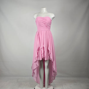 Azazie Pink Strapless High Low Chiffon Dress Size S/M