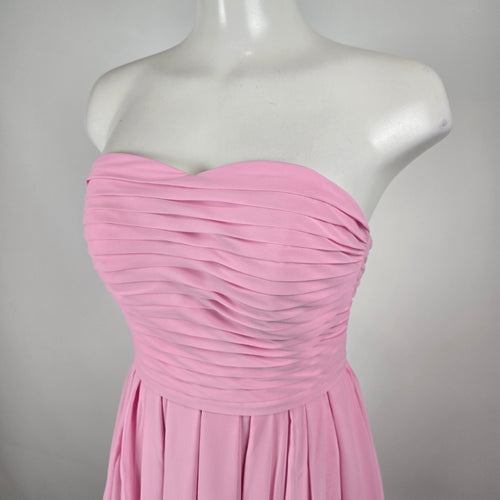 Azazie Pink Strapless High Low Chiffon Dress Size S/M