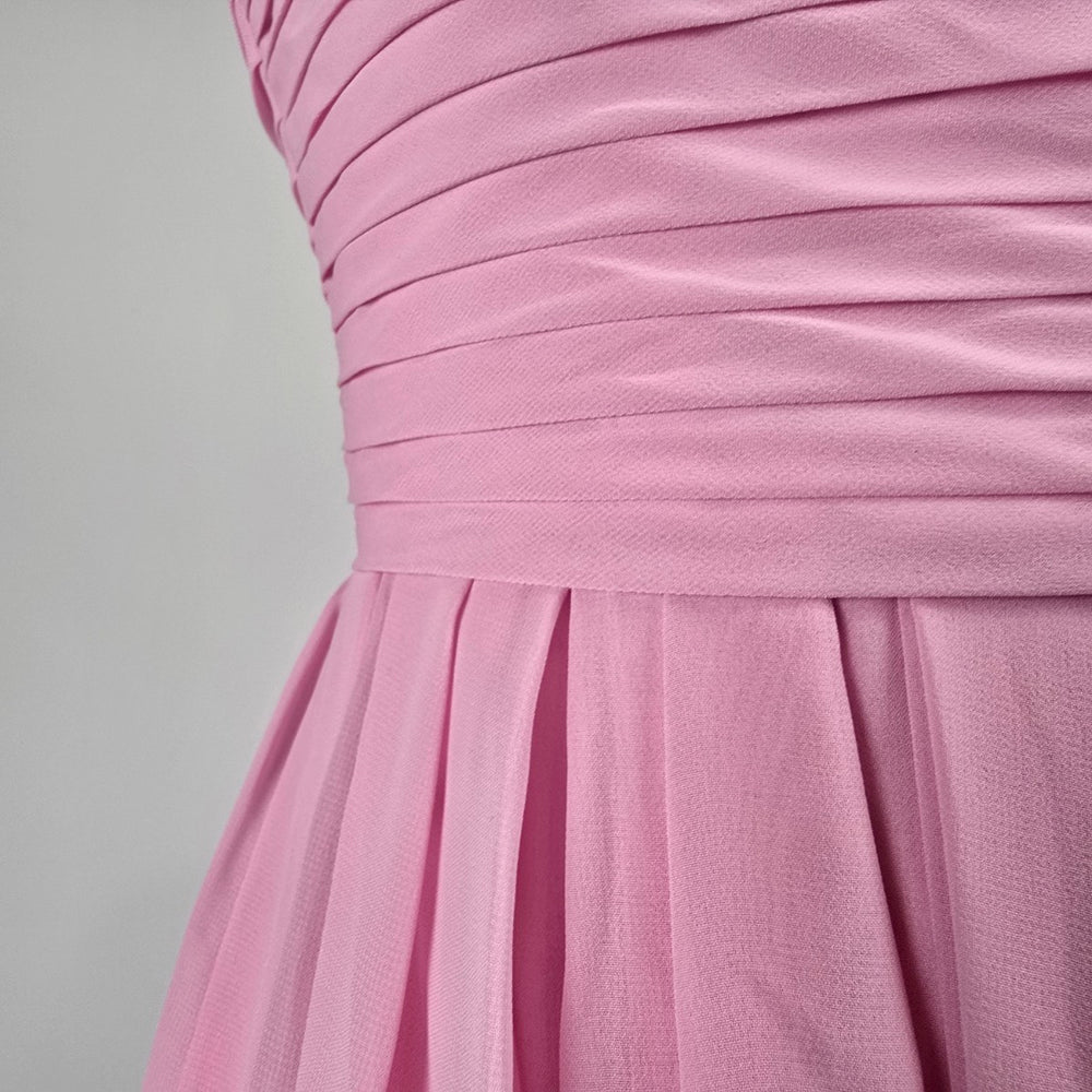 Azazie Pink Strapless High Low Chiffon Dress Size S/M