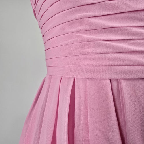Azazie Pink Strapless High Low Chiffon Dress Size S/M