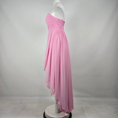 Azazie Pink Strapless High Low Chiffon Dress Size S/M