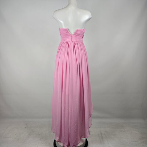 Azazie Pink Strapless High Low Chiffon Dress Size S/M