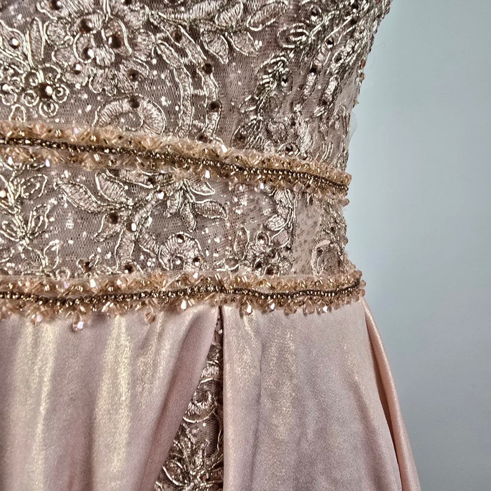 Morilee Madeline Gardner Blush Beaded Formal Gown Size 10