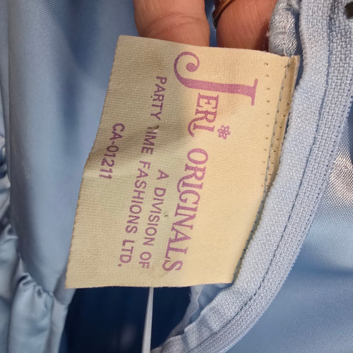 Vintage 1980s Jeri Originals Blue Satin Puff Sleeve Gown
