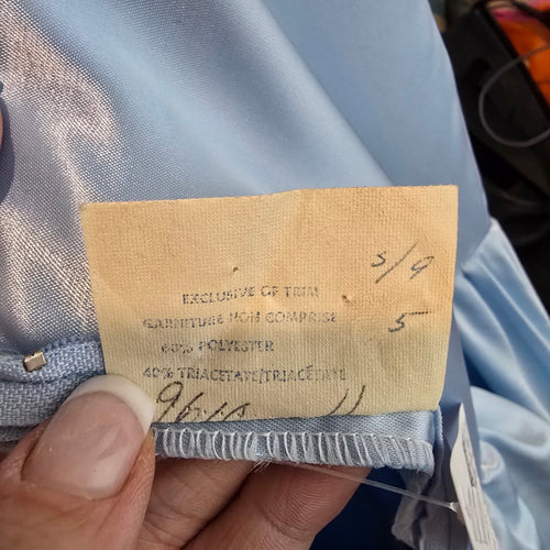 Vintage 1980s Jeri Originals Blue Satin Puff Sleeve Gown