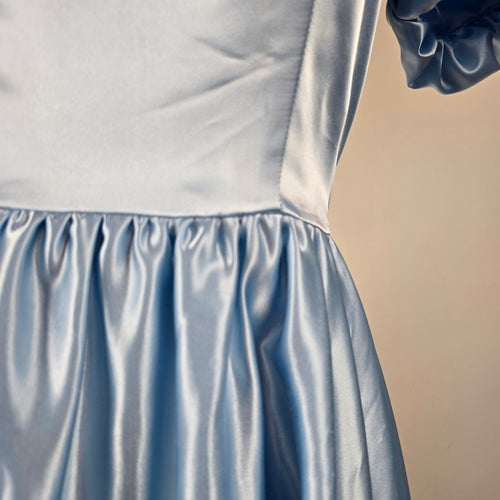 Vintage 1980s Jeri Originals Blue Satin Puff Sleeve Gown