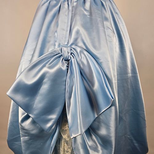 Vintage 1980s Jeri Originals Blue Satin Puff Sleeve Gown