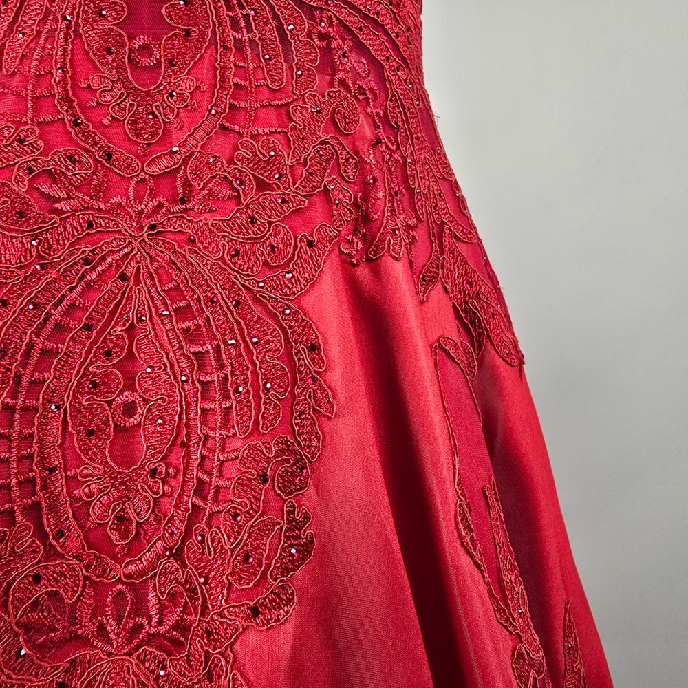 Morilee Madeline Gardner Red Lace Ball Gown Formal Dress Size 8