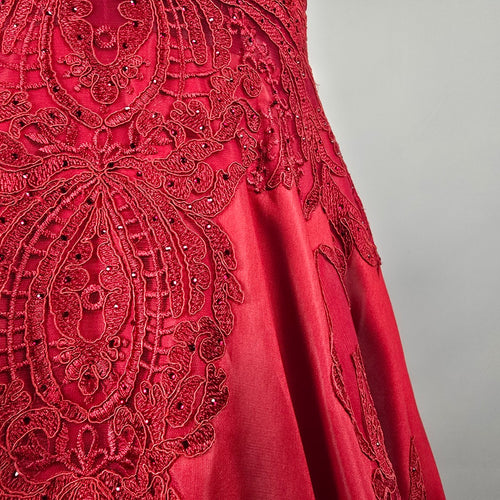 Morilee Madeline Gardner Red Lace Ball Gown Formal Dress Size 8