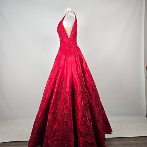 Morilee Madeline Gardner Red Lace Ball Gown Formal Dress Size 8