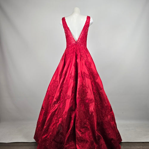 Morilee Madeline Gardner Red Lace Ball Gown Formal Dress Size 8