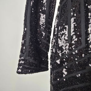 ACEVOG Black Sequin Long Sleeve Party Dress Size XL