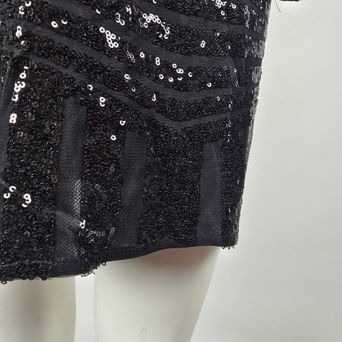 ACEVOG Black Sequin Long Sleeve Party Dress Size XL