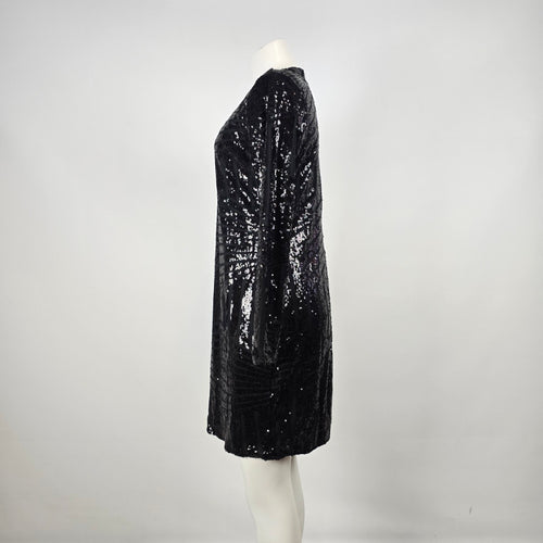 ACEVOG Black Sequin Long Sleeve Party Dress Size XL