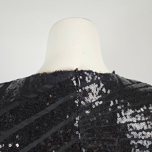ACEVOG Black Sequin Long Sleeve Party Dress Size XL