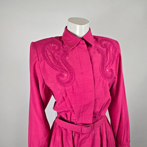 Vintage Pour Vous Harold Axler Fuchsia Belted Dress