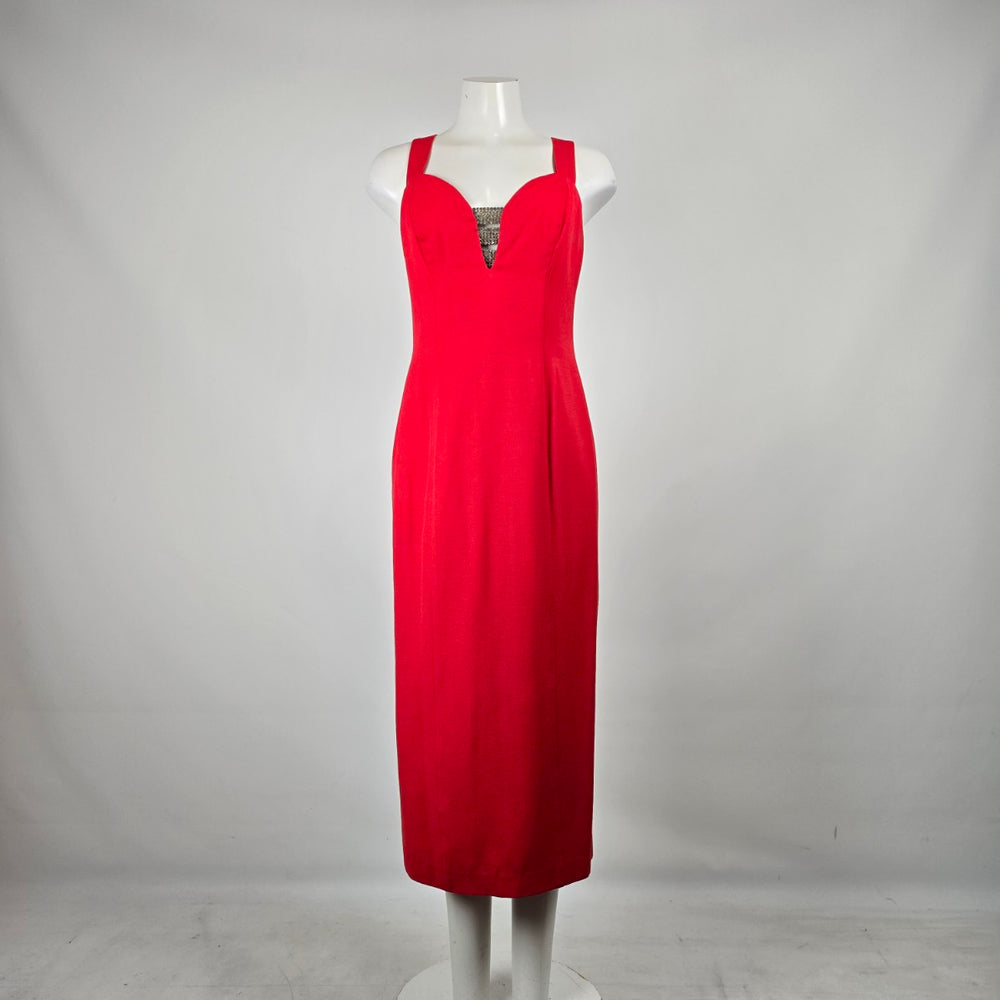 Vintage Lori Ann Montreal Red Rhinestone Cocktail Dress Size 8