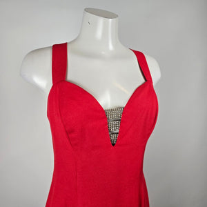 Vintage Lori Ann Montreal Red Rhinestone Cocktail Dress Size 8