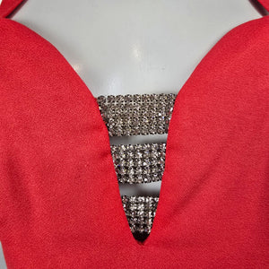 Vintage Lori Ann Montreal Red Rhinestone Cocktail Dress Size 8