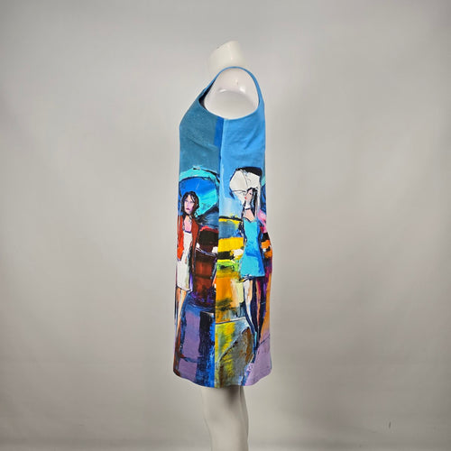 Dolcezza Simply Art Blue Art Print Dress Size S