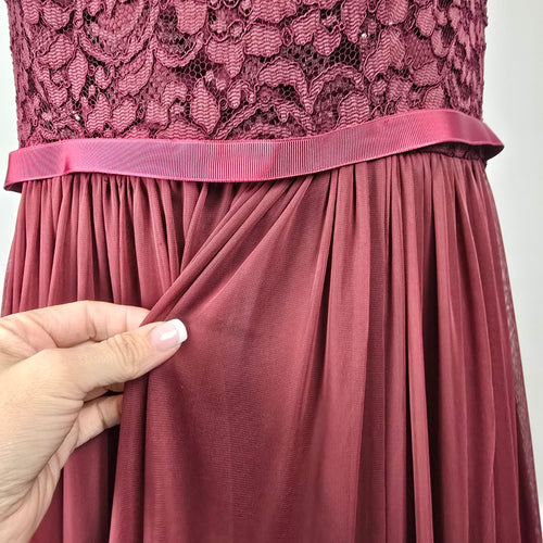 David’s Bridal Burgundy Lace Bodice Formal Gown Size 20