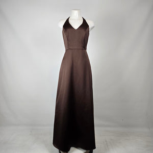 Vintage Alfred Angelo Brown Halter Formal Gown Size S