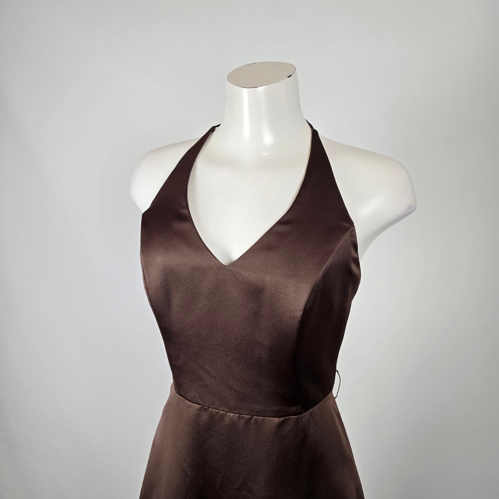 Vintage Alfred Angelo Brown Halter Formal Gown Size S