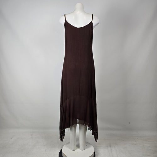 Raindrops Brown Gold Beaded Sequin Dress Size M