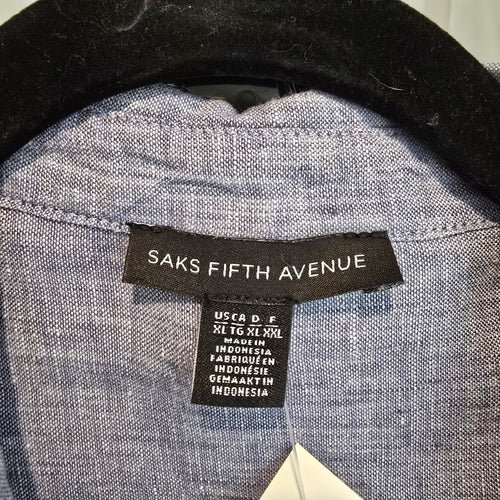 Saks Fifth Avenue Blue Belted Shirt Dress Size XL
