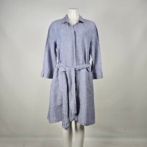 Saks Fifth Avenue Blue Belted Shirt Dress Size XL