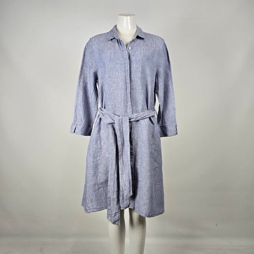 Saks Fifth Avenue Blue Belted Shirt Dress Size XL