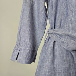 Saks Fifth Avenue Blue Belted Shirt Dress Size XL