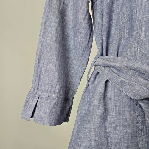 Saks Fifth Avenue Blue Belted Shirt Dress Size XL