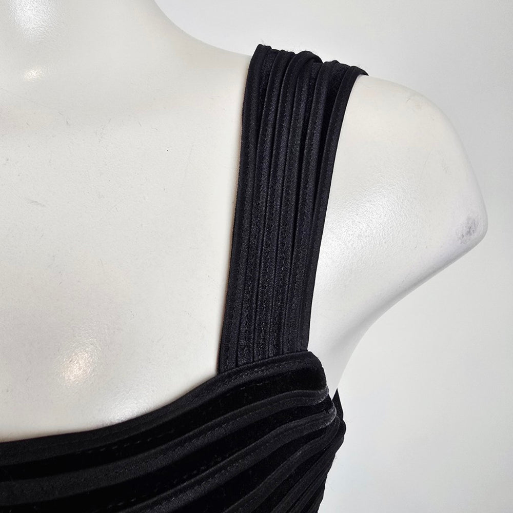Holt Renfrew Black Velvet Satin Formal Gown Size 10